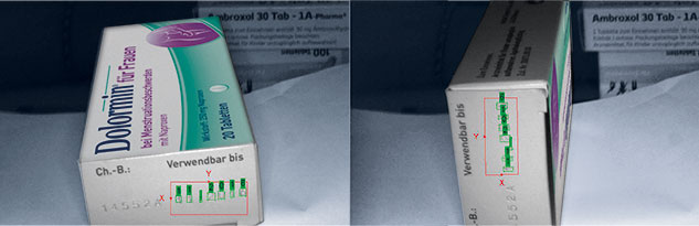 Caja de medicamento con fecha de caducidad grabada en tres dimensiones
